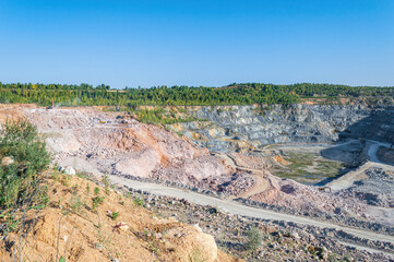 Stone Quarry with a Working Mining Machines