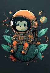 Cute Astronaut in Outer Space