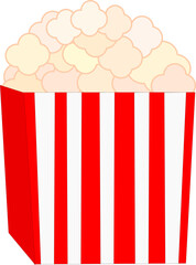 popcorn in a 3D red box. vector Illustration.