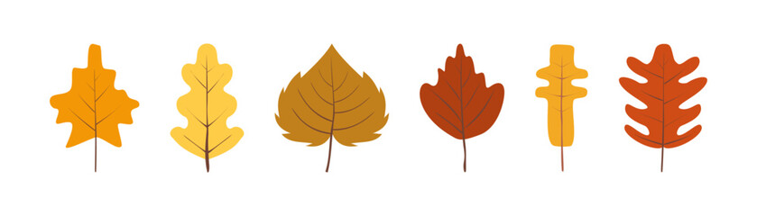Autumn leaves. Leaves icon set. Flat style.