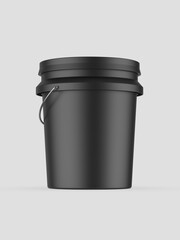 Plastic Paint Bucket For Mockup Blank Template Design And Branding, 3d illustration.
