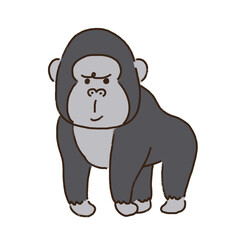 ゴリラのかわいいイラスト © みずたにいぬ