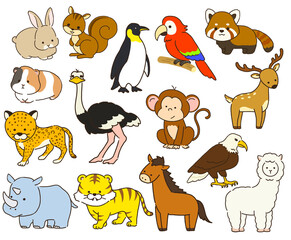 Fototapeta premium 動物園 動物のイラストセット ２