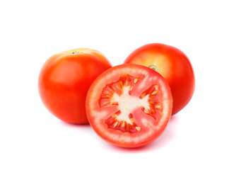 Red tomato isolated on white background