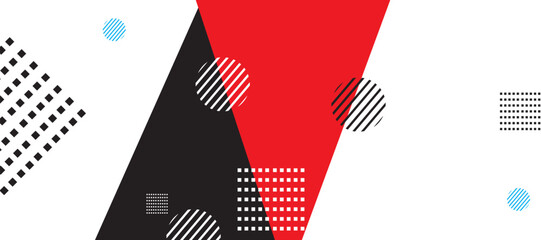 Abstract colorful background in a modern trendy style. Poster with flat different geometric shapes. Banner Design