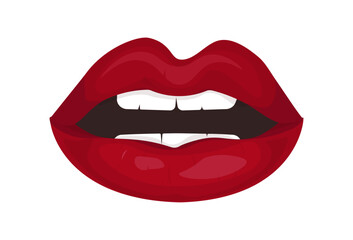 Woman's open mouth. Plump sexy lips. Facial expression. Vector. Illustration