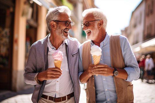 Senior audlt couple enjou time together. Generative AI