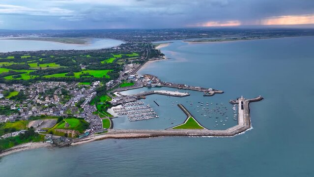 Aerial view of Howth, an Irish village on the Howth Peninsula, east of central Dublin