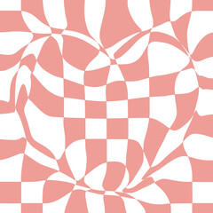 Two colour Retro Groovy Wavy Psychedelic heart Checkerboard Check Y2K 90s Phone Case Background Stationary Fashion Textile Repeat Pattern