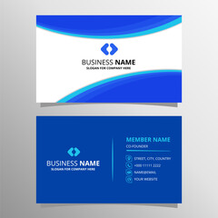 Beautiful Blue Business Card With Curved Shapes