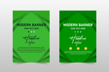 Beautiful Green Business Banner Template With Curved Shapes