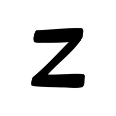Bold Z letter latin english in doodle hand drawn style isolated on white background. For logo, presentation, branding, education, font, signboard, lettering.