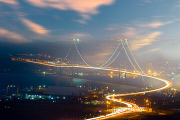 Fototapeta na wymiar Osmangazi Bridge (Izmit Bay Bridge). IZMIT, KOCAELI, TURKEY