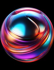 Colorful metallic chrome sphere field on black background. 