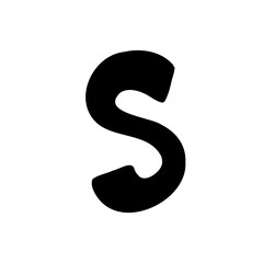 Bold S letter latin english in doodle hand drawn style isolated on white background. For logo, presentation, branding, education, font, signboard, lettering.