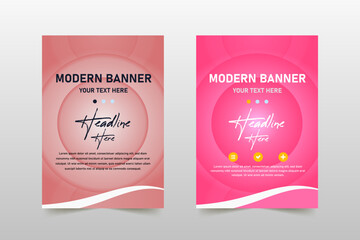 Beautiful Pink Business Banner Template With Circles