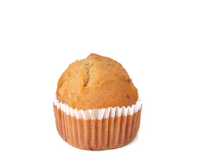 Banana cup cake isolated on white background