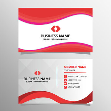 Beautiful Red Business Card With Curved Shapes