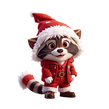 Raccon christmas cartoon png design