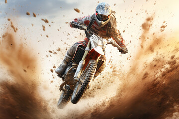 Motocross rider jumping