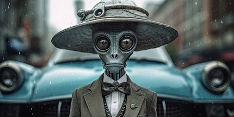 sztuka komputerowa przedstawiajaca przybyszów z obcej planety, obcych i ufo.