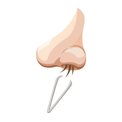 Plucking Nose Hair With Tweezer Symbol Cartoon illustration Vector