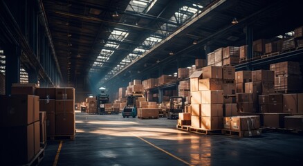 A warehouse with rows of wood for decorating the scene in the warehouse or the shooting scene