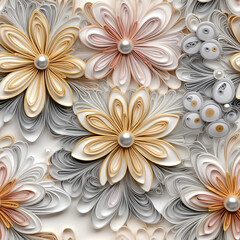 fabric pattern seamless texture. Nostalgic and mystical watercolor flower on paper technique