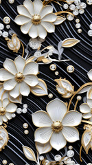 fabric pattern seamless texture. Nostalgic and mystical watercolor flower on paper technique