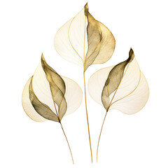 abstract pattern golden leaves, boho style.