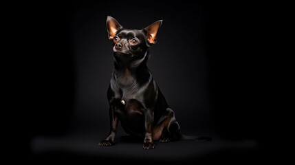 Chihuahua on a dark background, studio lighting.