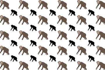 Flat Chimpanzee Animal Pattern Background