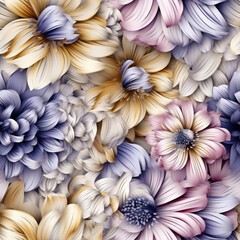 fabric pattern seamless texture. Nostalgic and mystical watercolor flower on paper technique