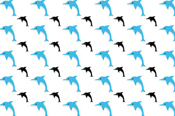 Fototapeta premium Flat Dolphin Animal Pattern Background