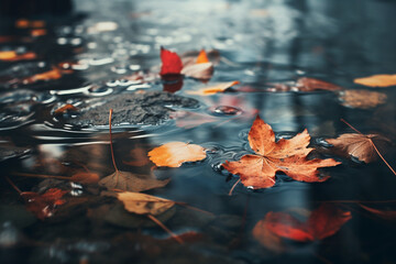 Autumn leaves on the water surface