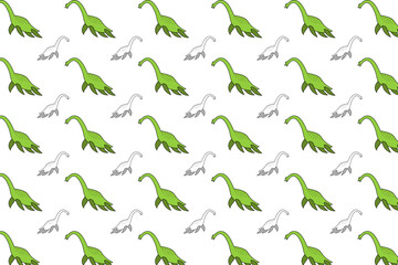 Flat Elasmosaurus Dinosaur Pattern Background