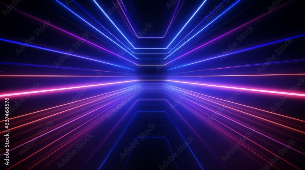 Canvas Prints abstract futuristic background with purple and blue glowing neon moving high speed wave lines. ai ge