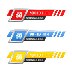 Set of Lower third vector design with black, red, yellow, blue, color overlay strip text video. breaking News, sport, live Lower Thirds Pack. Vector illustration