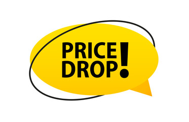 Price drop. Origami style speech bubble banner. Sticker design template with Price drop text. Isolated on white background. Vector illustration