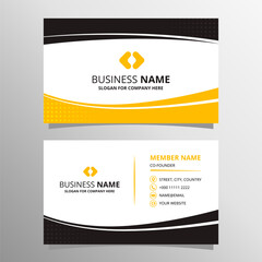 Modern Abstract Black and Yellow Curved Business Card Template