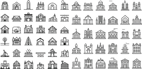  outline icons related to building