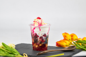 Royal rainbow colour faluda, favourite Indian dessert served with various flavour ice cream and dry...