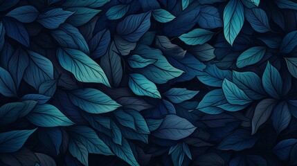 Blue leaves bundle background. AI generative.