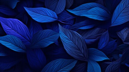 Blue leaves bundle background. AI generative.