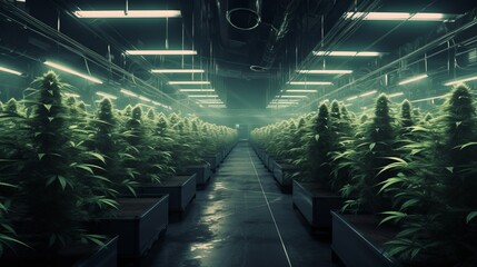 Cannabis cultivation farm industry. AI generative. - obrazy, fototapety, plakaty