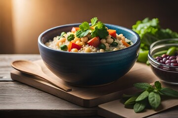 salad with vegetables,buddha bowl dish with vegetables and legumes