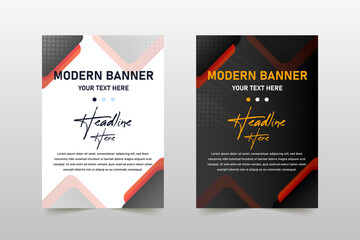 Modern Black Business Banner Template With Abstract Shapes