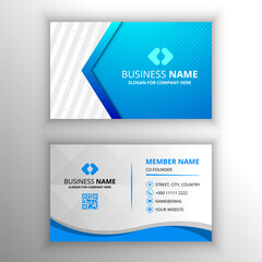Modern Blue Business Card Template With Striped Lines
