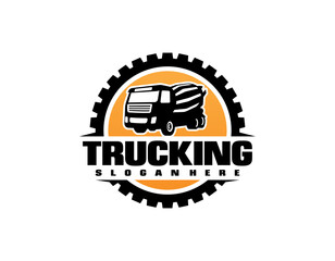 Illustration vector graphic of concrete mixer truck logo vector template.