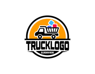 Truck logo template for you design in black color. Transport trucking logistics cargo vector. Delivery theme.